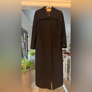 Designer FLEURETTE Cashmere wool $2695 overCoat coat long Black 4 wide collar